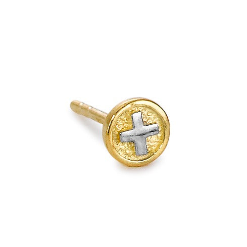Orecchini a bottone 1 pz Oro giallo 750/18 carati Croce svizzera Ø5 mm