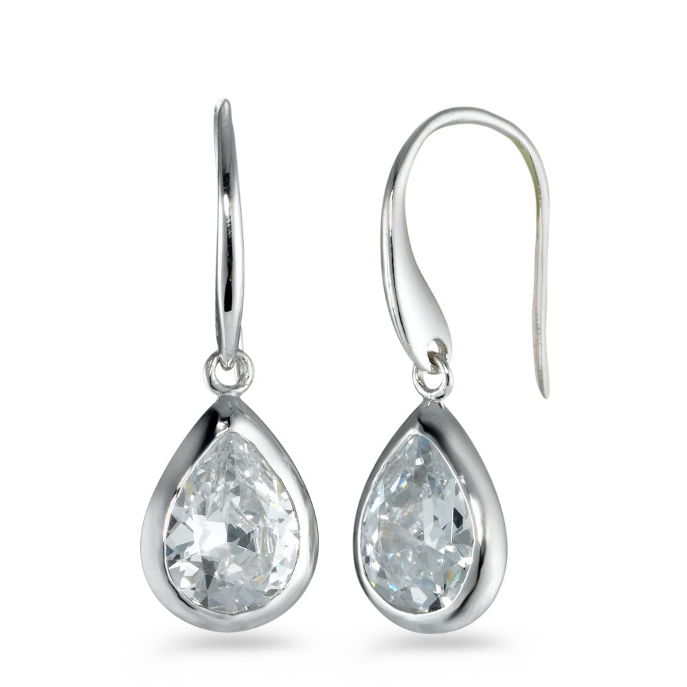 Orecchini Argento Zirconia bianco, 2 pietra rodiato