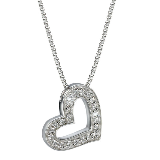 Collana Argento Zirconia rodiato Cuore 42 cm