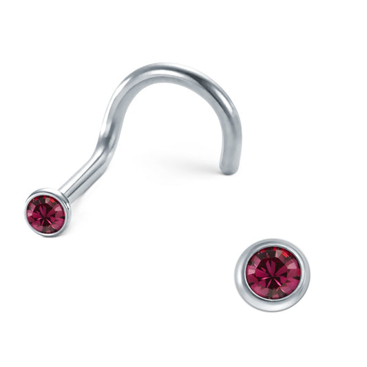 Borchia al naso Acciaio inossidabile Zirconia rosa Ø2.5 mm