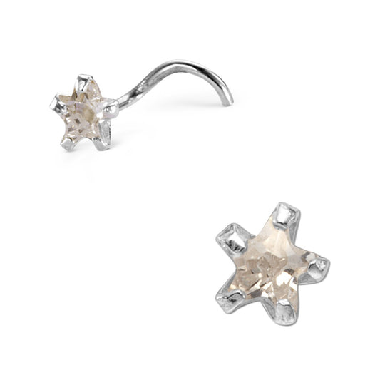 Borchia al naso Argento Zirconia bianco Stella Ø3.5 mm