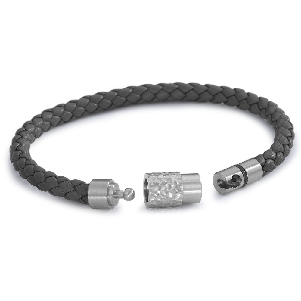 Bracciale Acciaio inossidabile, Pelle 22 cm Ø6.5 mm