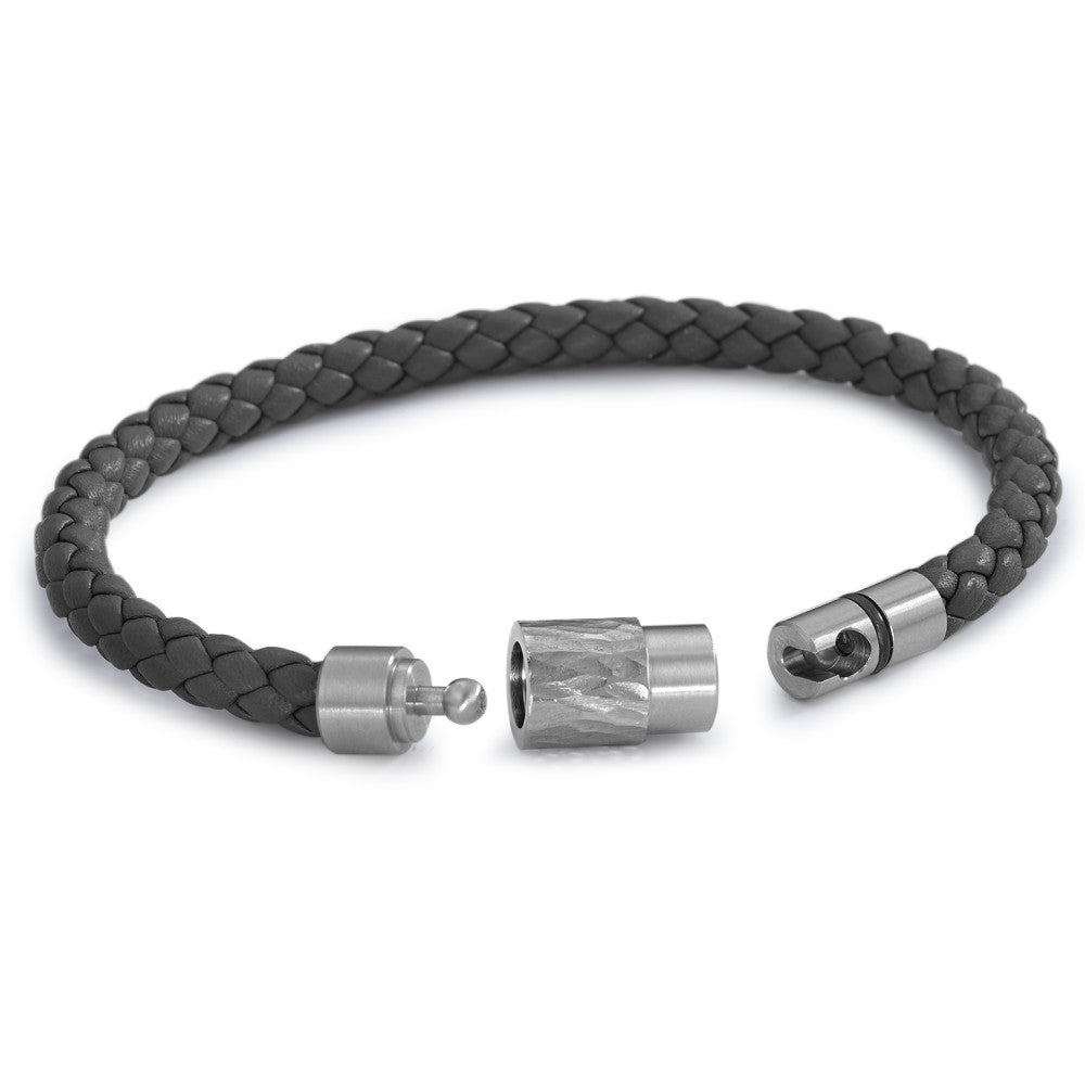 Bracciale Acciaio inossidabile, Pelle 19 cm Ø6.5 mm