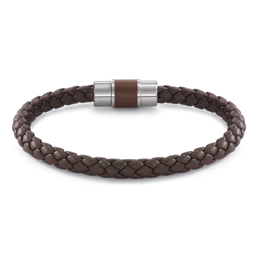 Bracciale Acciaio inossidabile, Pelle, Ceramica 19 cm Ø6.5 mm