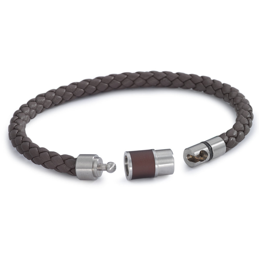 Bracciale Acciaio inossidabile, Pelle, Ceramica 21 cm Ø6.5 mm