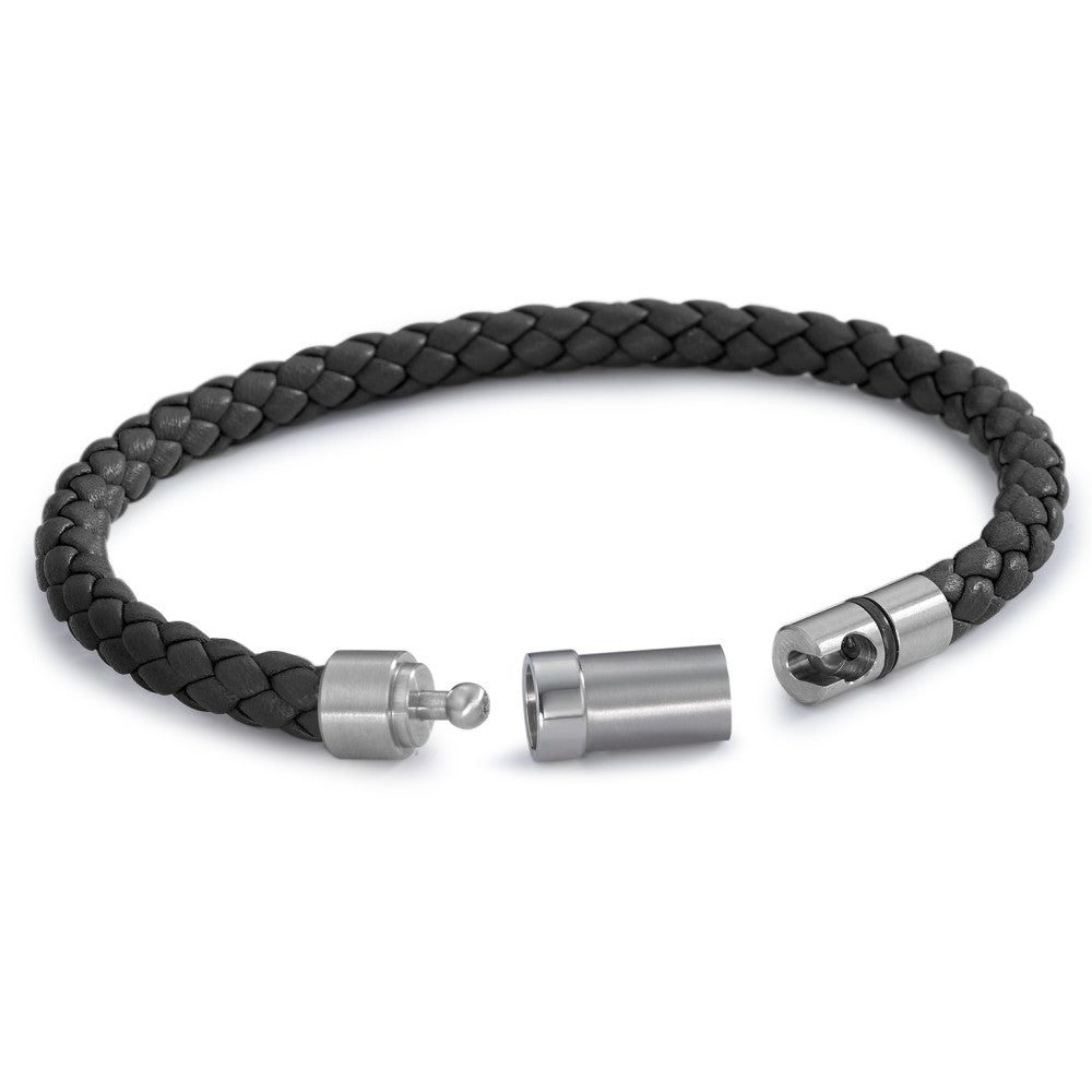 Bracciale Acciaio inossidabile, Pelle 18 cm Ø6.5 mm