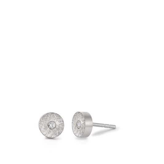 Orecchini a bottone Acciaio inossidabile Diamante 0.024 ct, 2 pietra, tw-si Ø5 mm