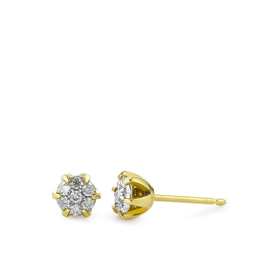 Orecchini a bottone Oro giallo 750/18 carati Diamante 0.12 ct, 14 pietra, w-si