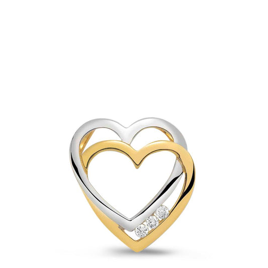 Ciondolo Oro giallo 375/9K, Oro bianco 375/9K Diamante 0.03 ct, 3 pietra, w-si Cuore Ø13 mm