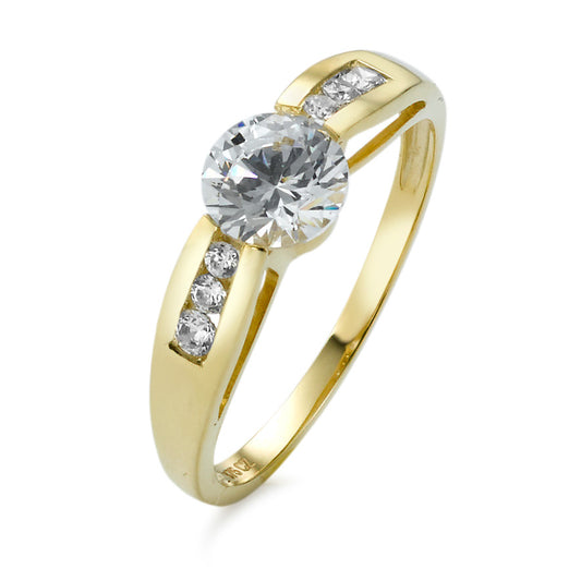 Anello solitario Oro giallo 375/9K Zirconia 7 pietra