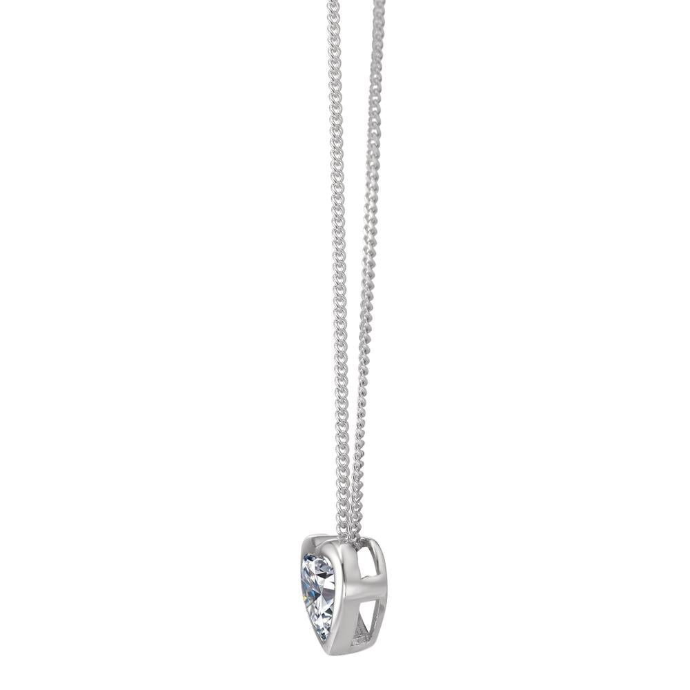 Catena con ciondolo Argento Zirconia bianco rodiato Cuore 38 cm