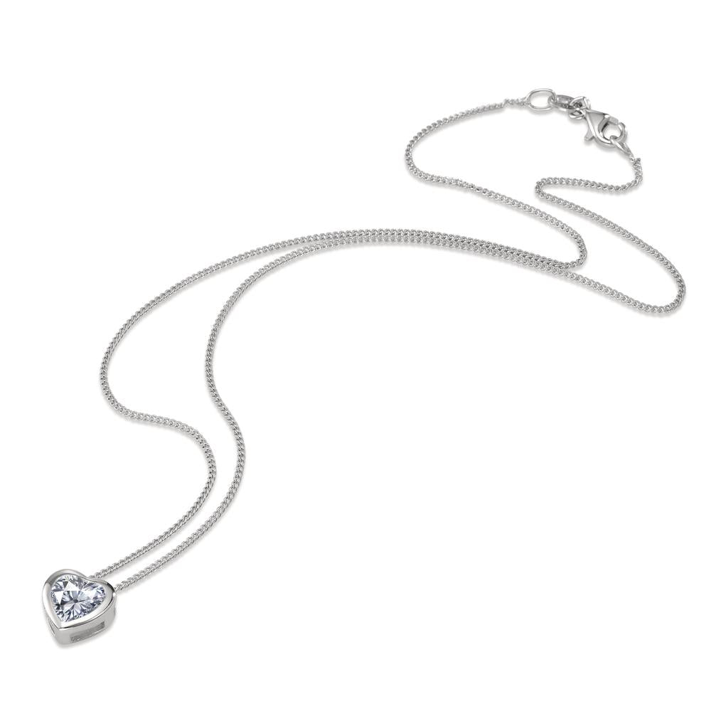 Catena con ciondolo Argento Zirconia bianco rodiato Cuore 38 cm