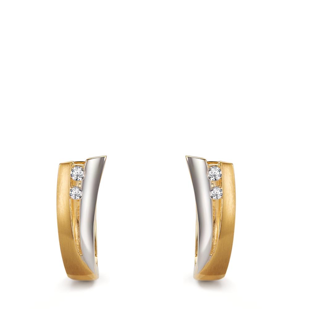 Orecchini circolari Oro giallo 750/18 carati Diamante 0.07 ct, 4 pietra, w-si