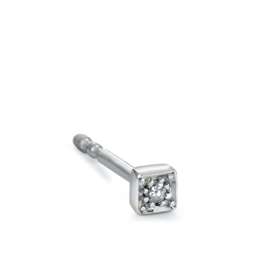 Orecchini a bottone 1 pz Oro bianco 750/18 carati Diamante 0.01 ct, w-si