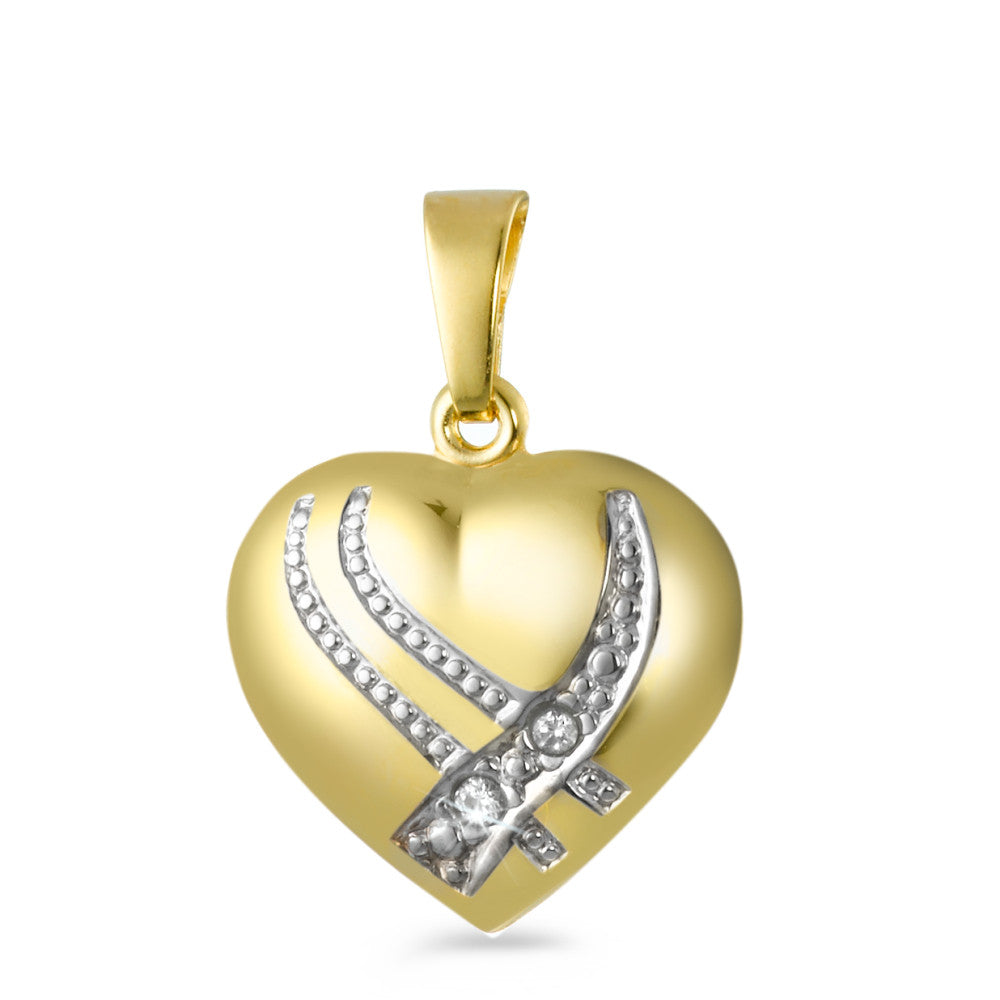 Ciondolo Oro giallo 750/18 carati Diamante 0.02 ct, 2 pietra, w-si Cuore