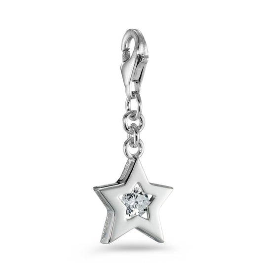 Charms ciondoli Argento Zirconia bianco Stella Ø11 mm