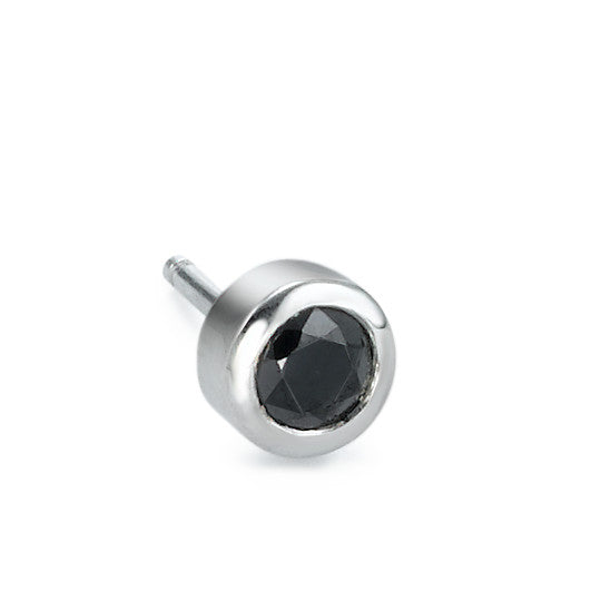 Orecchini a bottone 1 pz Argento Zirconia nero rodiato Ø7 mm