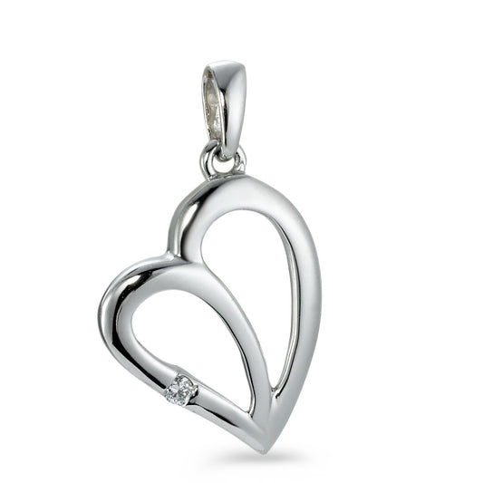 Ciondolo Oro bianco 750/18 carati Diamante 0.01 ct, w-pi1 Cuore