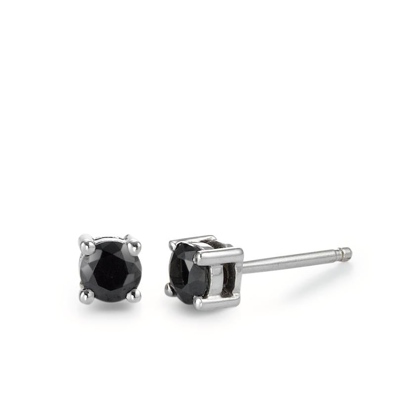 Orecchini a bottone Argento Zirconia nero, 2 pietra rodiato Ø4.5 mm