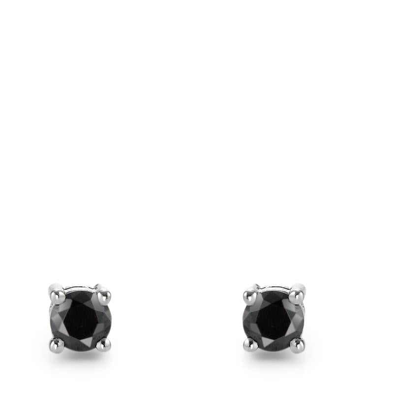 Orecchini a bottone Argento Zirconia nero, 2 pietra rodiato Ø4.5 mm