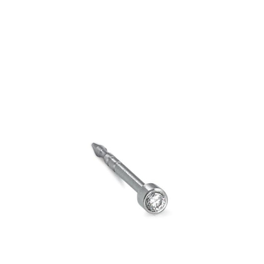 Orecchini a bottone 1 pz Acciaio inossidabile Diamante 0.02 ct, w-si Ø2 mm