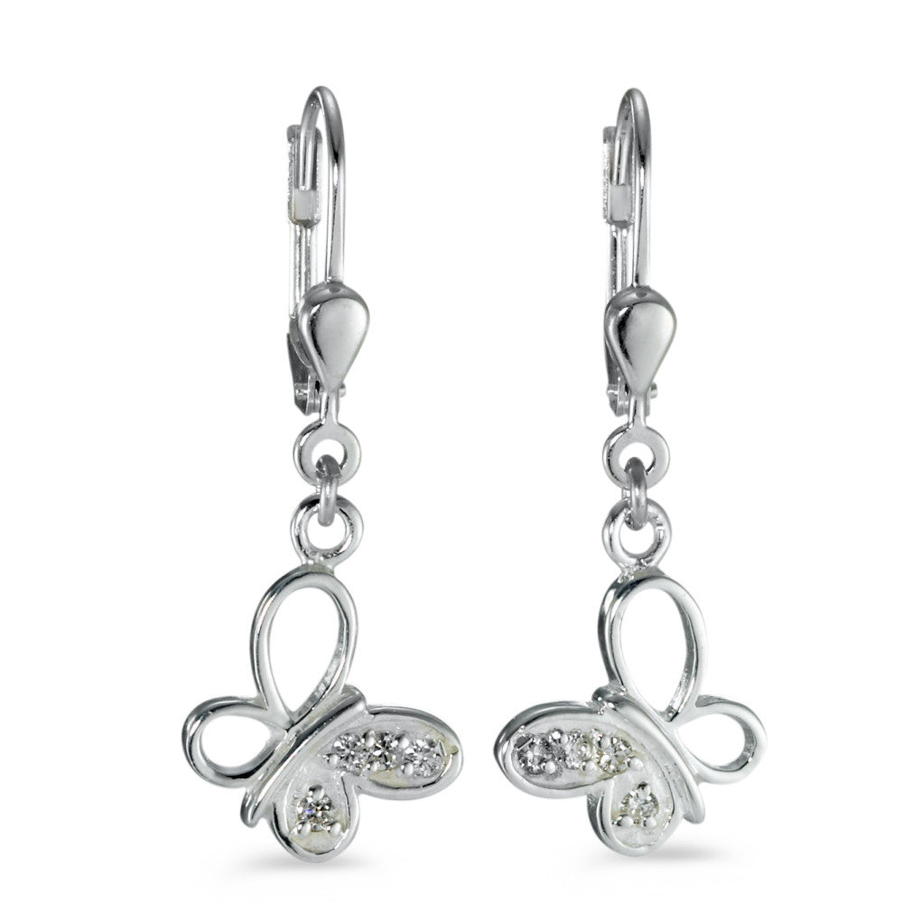 Orecchini Argento Zirconia bianco, 8 pietra placcato argento Farfalla