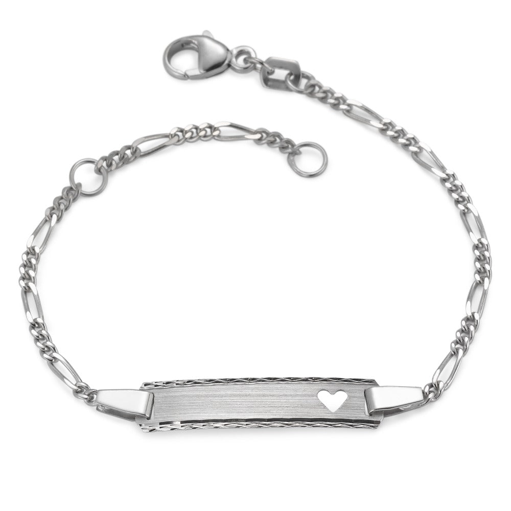 Bracciale con incisione Argento rodiato Cuore 12-14 cm