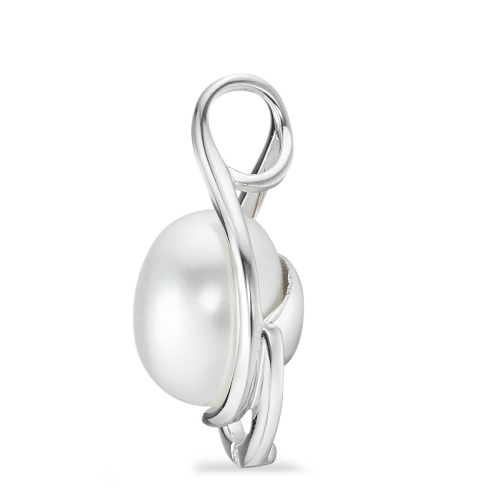 Ciondolo Oro bianco 750/18 carati Diamante bianco, 0.01 ct, [Brillant], w-si Perla coltivata d'acqua dolce