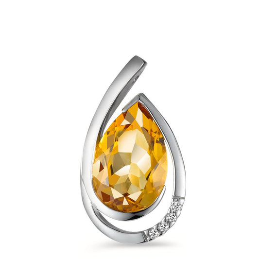 Ciondolo Oro bianco 750/18 carati Citrino cognac, 0.02 ct, 4 pietra, [Brillant], w-si