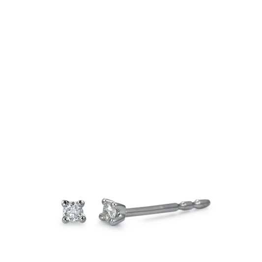 Orecchini a bottone Oro bianco 750/18 carati Diamante bianco, 0.05 ct, 2 pietra, [Brillant], w-si Ø2 mm