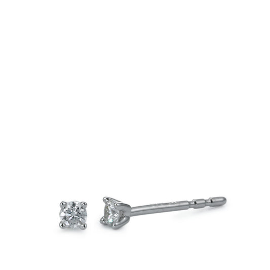 Orecchini a bottone Oro bianco 750/18 carati Diamante bianco, 0.10 ct, 2 pietra, [Brillant], w-si