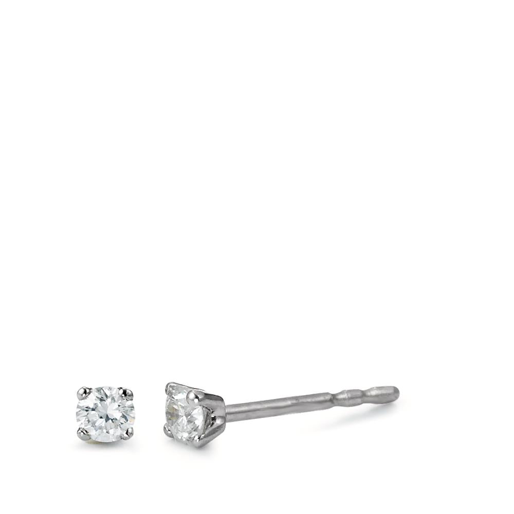 Orecchini a bottone Oro bianco 750/18 carati Diamante bianco, 0.15 ct, 2 pietra, [Brillant], w-si Ø2.5 mm