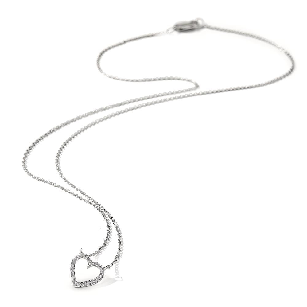 Collana Oro bianco 750/18 carati Diamante bianco, 0.056 ct, 27 pietra Cuore 42 cm