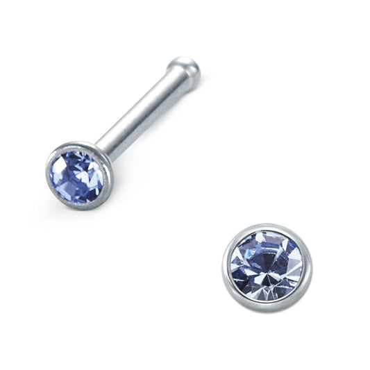 Borchia al naso Acciaio inossidabile Zirconia blu Ø2.3 mm