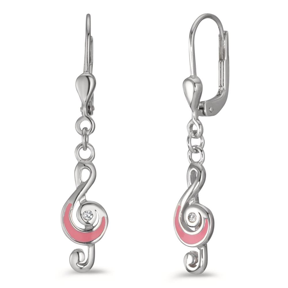 Orecchini Argento, E-mail Zirconia bianco, 2 pietra rodiato Clef