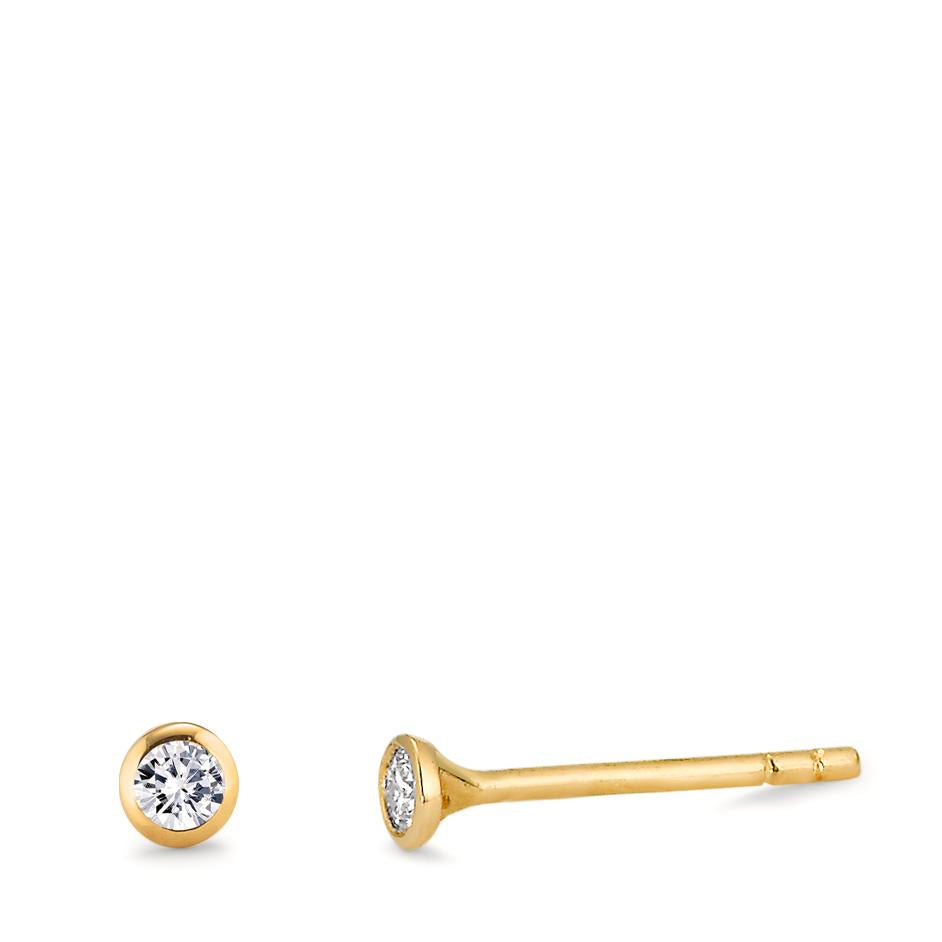 Orecchini a bottone Oro giallo 750/18 carati Diamante 0.08 ct, 2 pietra, w-si Ø3 mm