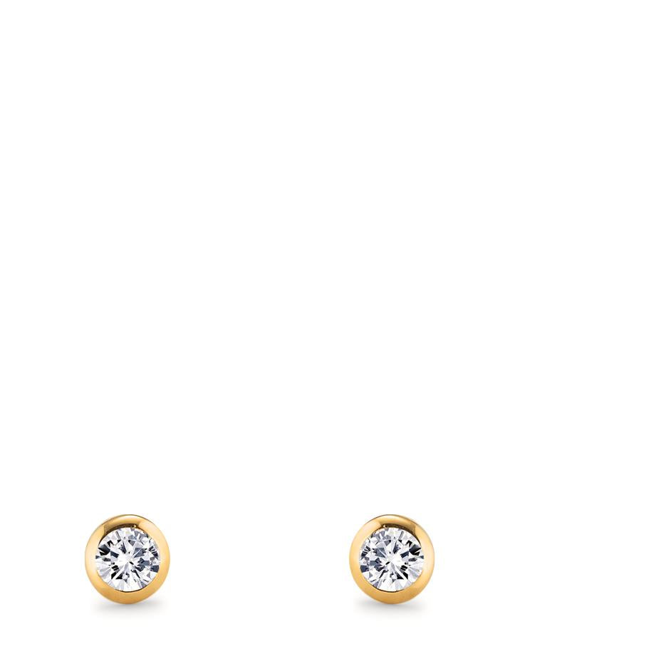 Orecchini a bottone Oro giallo 750/18 carati Diamante 0.08 ct, 2 pietra, w-si Ø3 mm