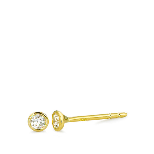 Orecchini a bottone Oro giallo 750/18 carati Diamante 0.10 ct, 2 pietra, w-si Ø3 mm