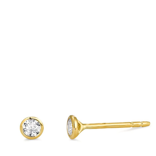 Orecchini a bottone Oro giallo 750/18 carati Diamante 0.15 ct, 2 pietra, w-si Ø3.5 mm