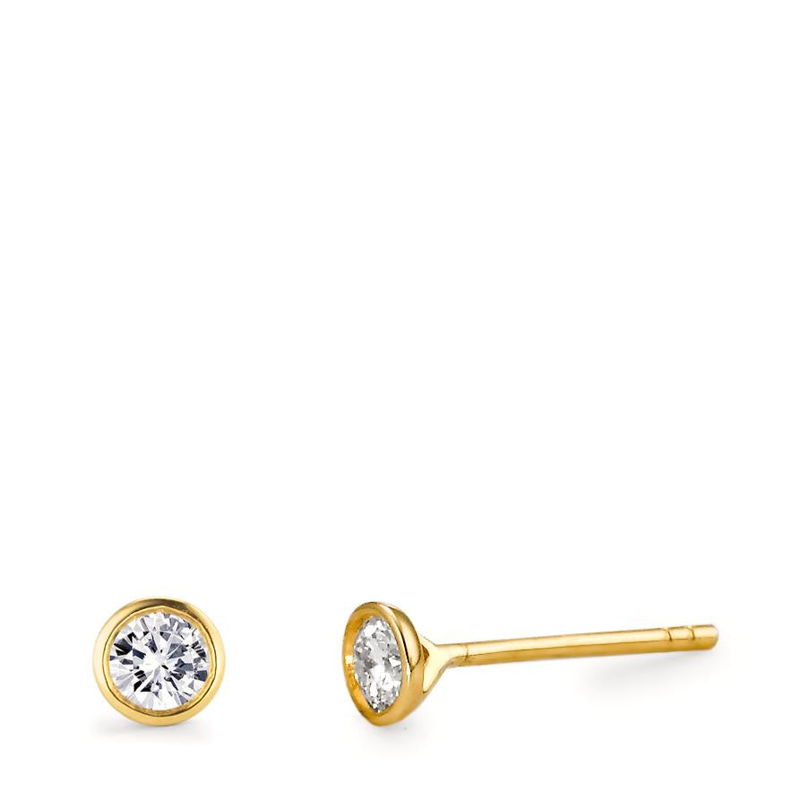 Orecchini a bottone Oro giallo 750/18 carati Diamante 0.20 ct, 2 pietra, w-si Ø4 mm