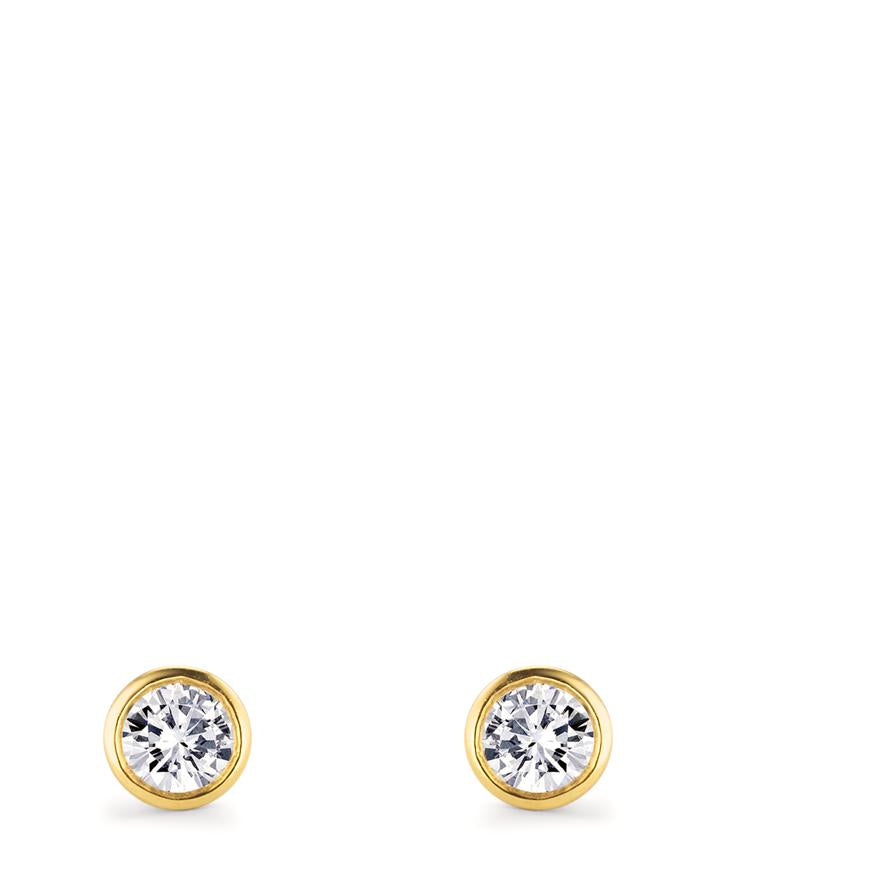 Orecchini a bottone Oro giallo 750/18 carati Diamante 0.20 ct, 2 pietra, w-si Ø4 mm