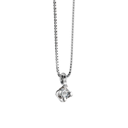 Catena con ciondolo Oro bianco 750/18 carati Diamante 0.03 ct, vsi 42 cm