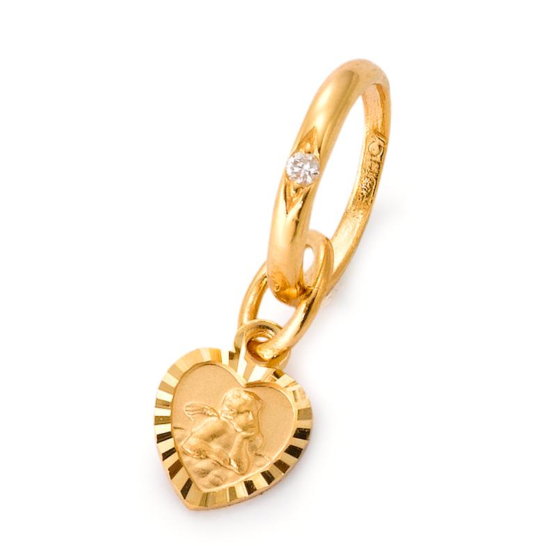 Anello di battesimo Oro giallo 750/18 carati Diamante bianco, 0.01 ct, p1 Angelo custode Ø10 mm