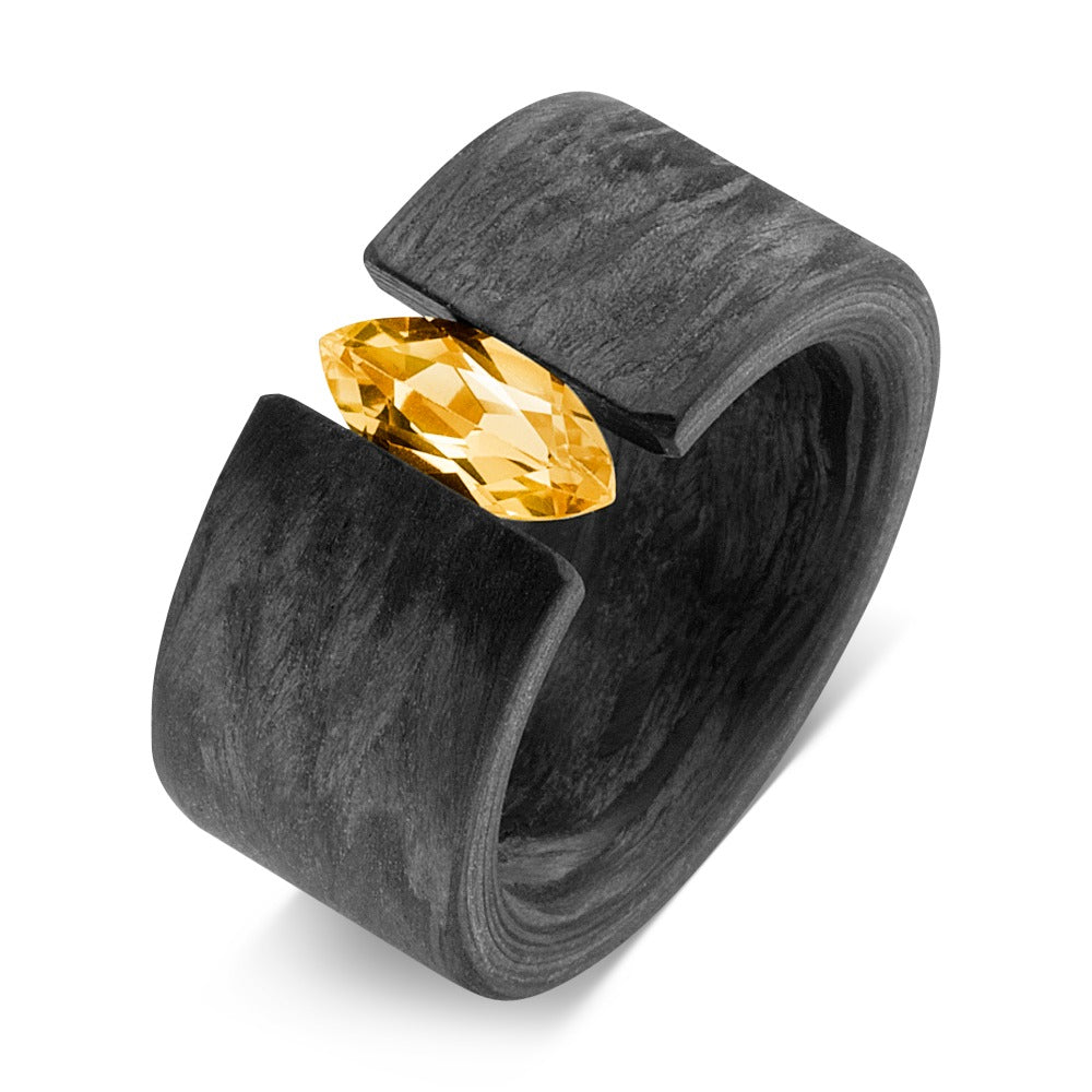 Anello Carbonio Citrino giallo