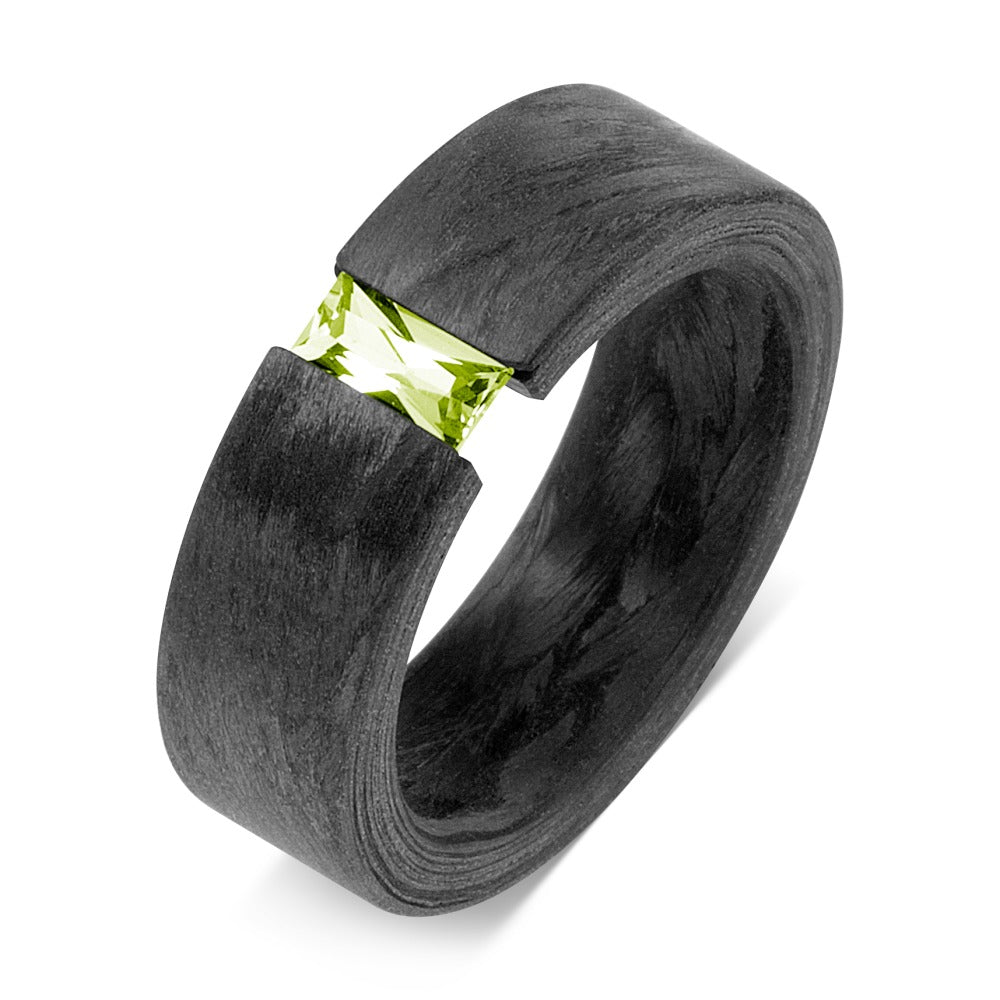 Anello Carbonio Peridoto verde