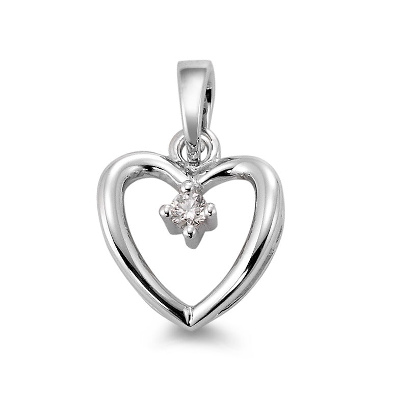 Ciondolo Oro bianco 750/18 carati Diamante bianco, 0.07 ct, [Brillant], w-si Cuore Ø12 mm