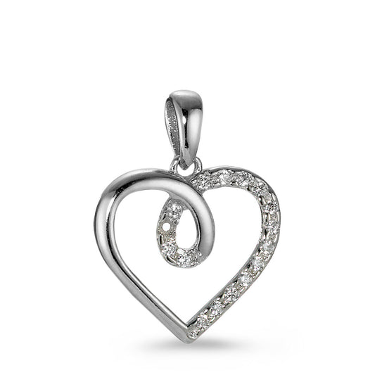 Ciondolo Argento Zirconia 16 pietra rodiato Cuore