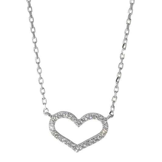 Collana Argento Zirconia rodiato Cuore 41-44 cm