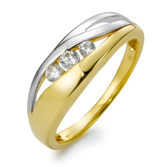 Anello Oro giallo 375/9K, Oro bianco 375/9K Zirconia 3 pietra