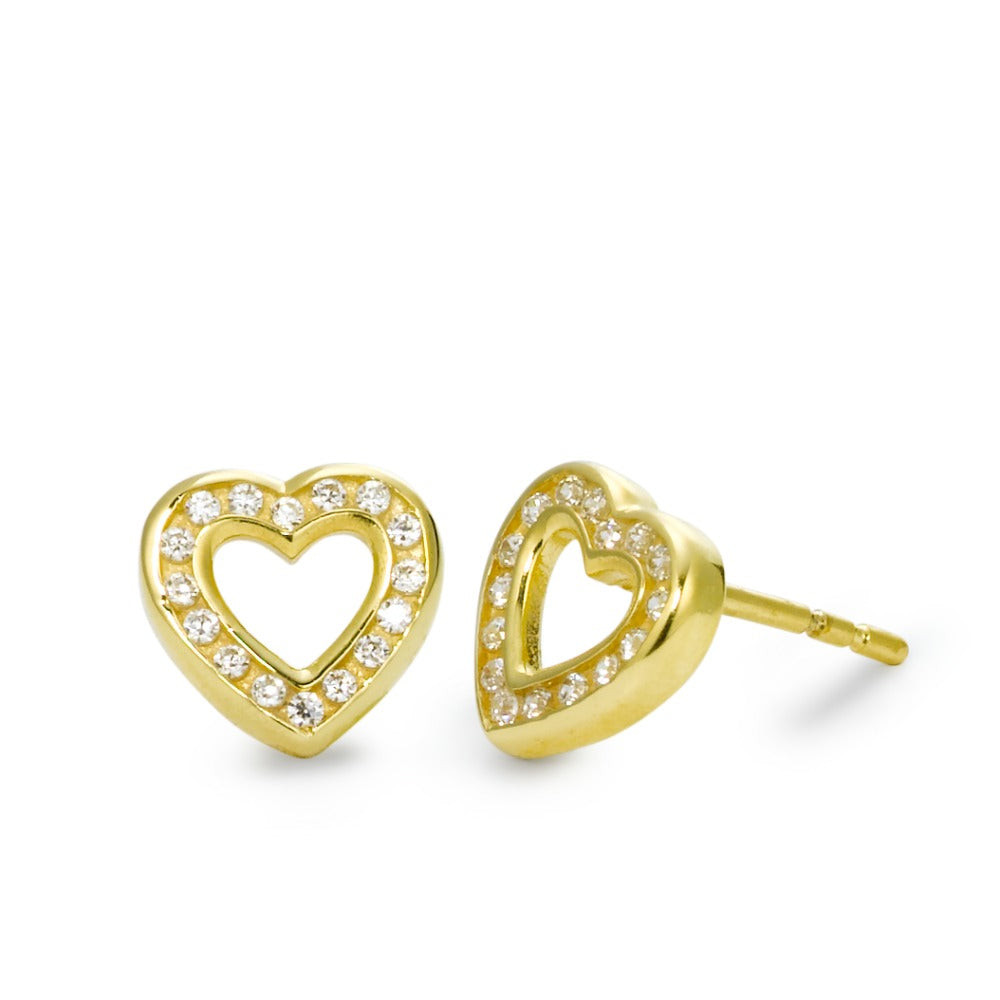 Orecchini a bottone Oro giallo 375/9K Zirconia Cuore Ø8 mm